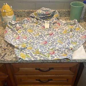 Ralph Lauren Polo light weight hoodie pattern blue tulip NWT